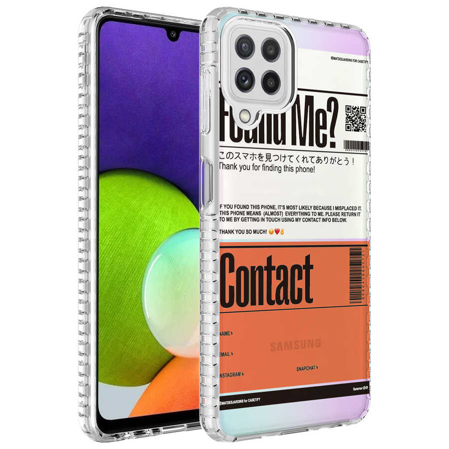Galaxy M22 Uyumlu Kılıf Airbag Kenarlı Renkli Desenli Silikon Zore Elegans Kapak