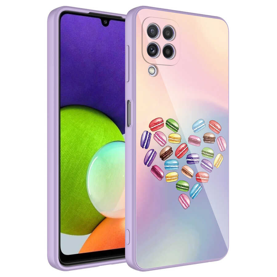 Galaxy M22 Uyumlu Kılıf Kamera Korumalı Desenli Sert Silikon Zore Epoksi Kapak