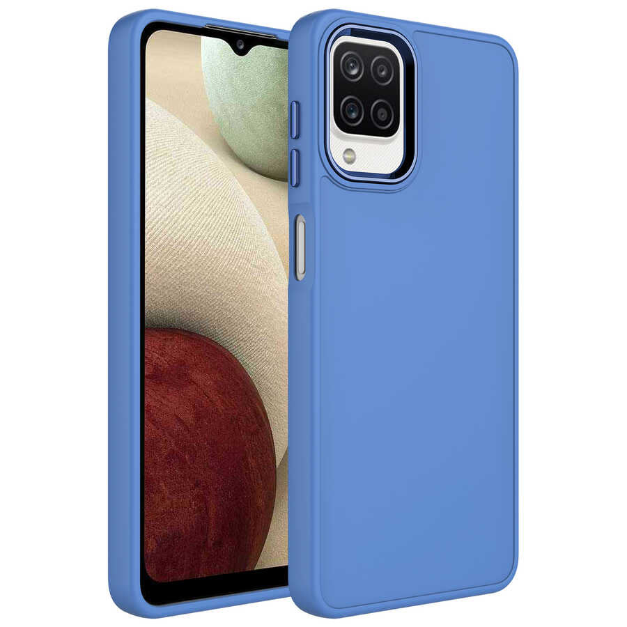 Galaxy M32 Uyumlu Kılıf Metal Çerçeve ve Buton Tasarımlı Silikon Zore Luna Kapak