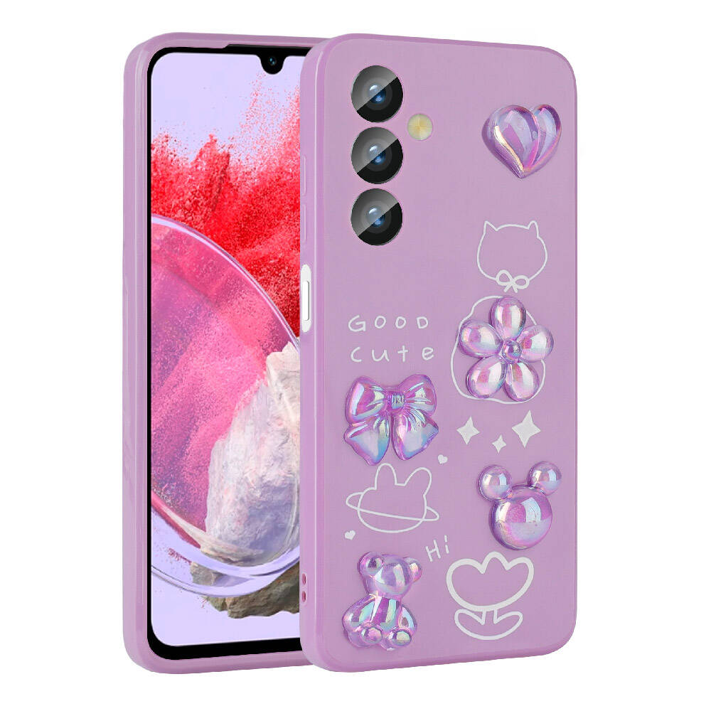 Galaxy M34 5G Uyumlu Kılıf Kabartma Figürlü Parlak Zore Toys Silikon Kapak