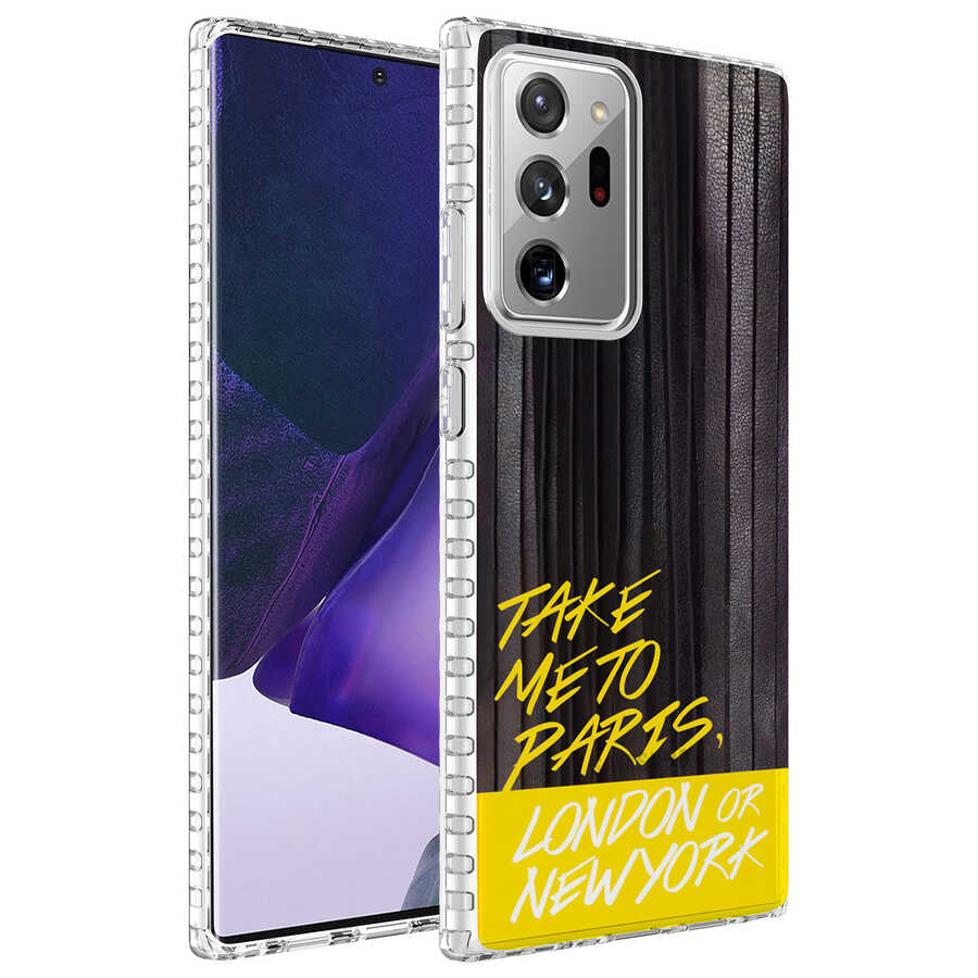 Galaxy Note 20 Ultra Uyumlu Kılıf Airbag Kenarlı Renkli Desenli Silikon Zore Elegans Kapak