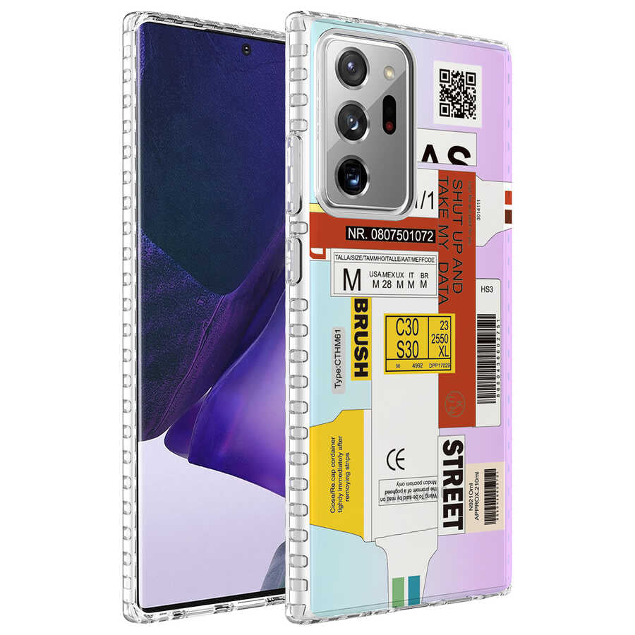 Galaxy Note 20 Ultra Uyumlu Kılıf Airbag Kenarlı Renkli Desenli Silikon Zore Elegans Kapak