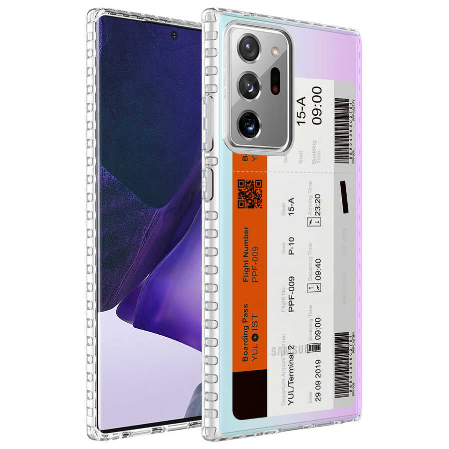 Galaxy Note 20 Ultra Uyumlu Kılıf Airbag Kenarlı Renkli Desenli Silikon Zore Elegans Kapak