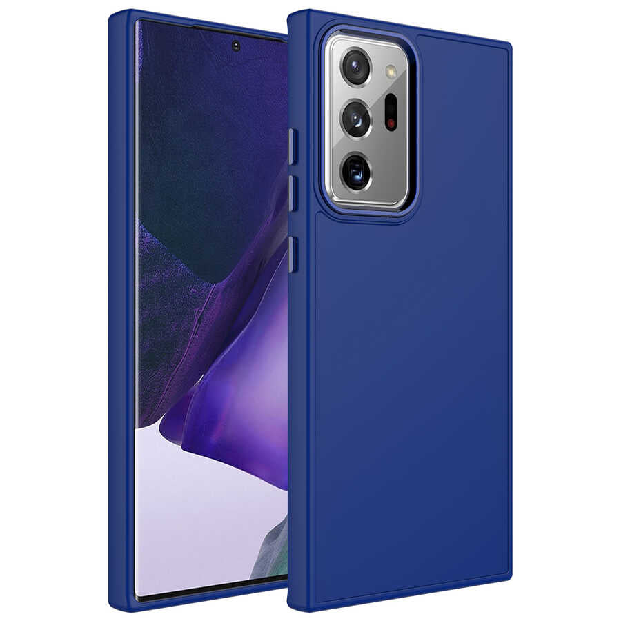 Galaxy Note 20 Ultra Uyumlu Kılıf Metal Çerçeve ve Buton Tasarımlı Silikon Zore Luna Kapak