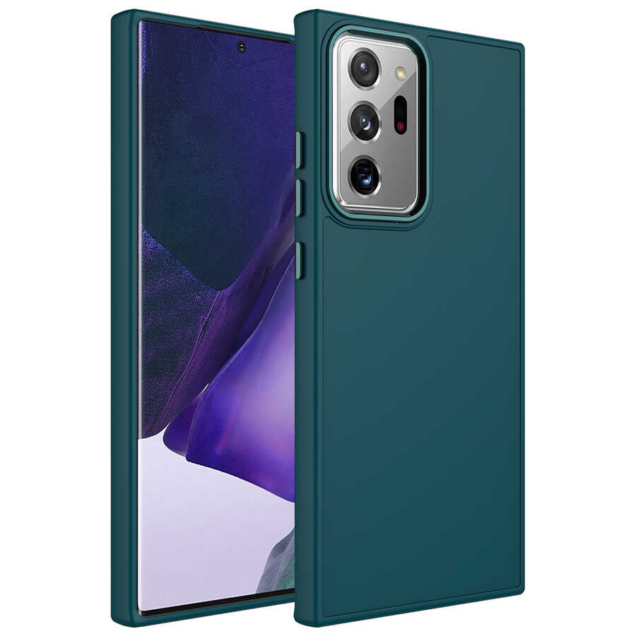 Galaxy Note 20 Ultra Uyumlu Kılıf Metal Çerçeve ve Buton Tasarımlı Silikon Zore Luna Kapak