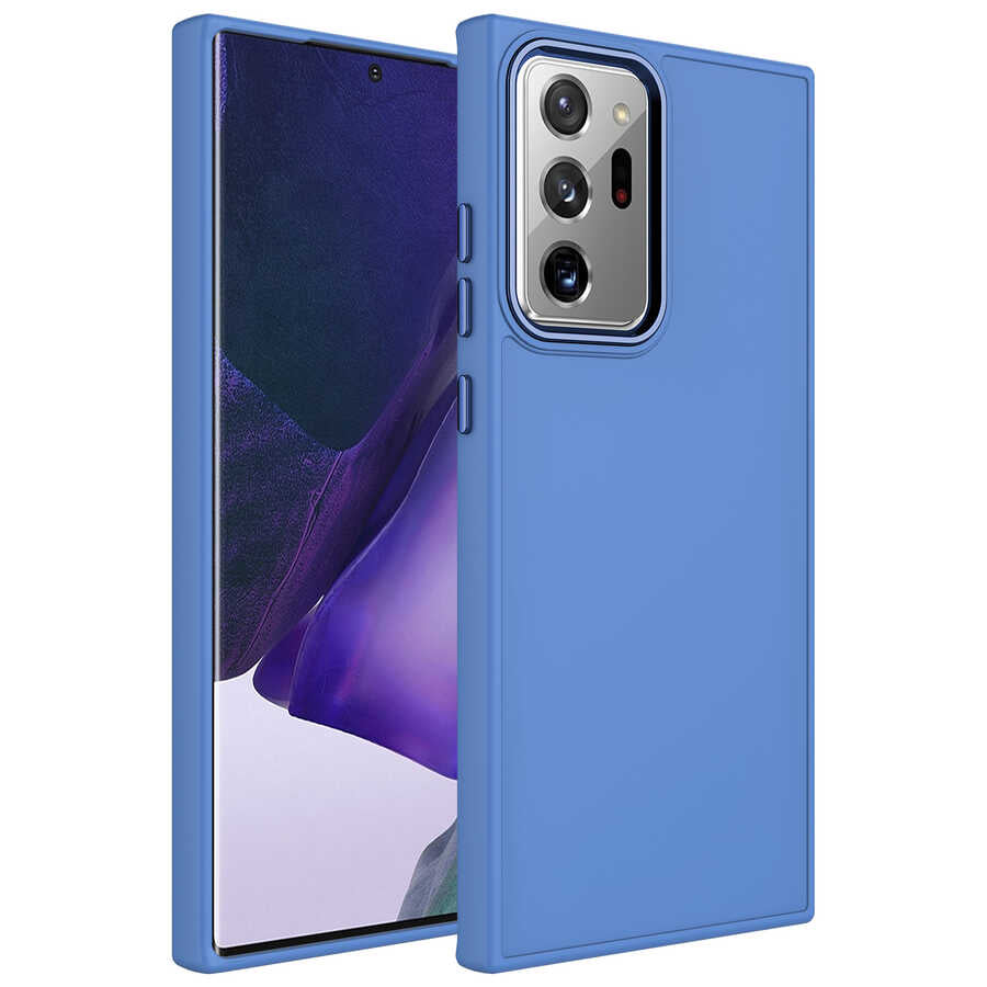 Galaxy Note 20 Ultra Uyumlu Kılıf Metal Çerçeve ve Buton Tasarımlı Silikon Zore Luna Kapak