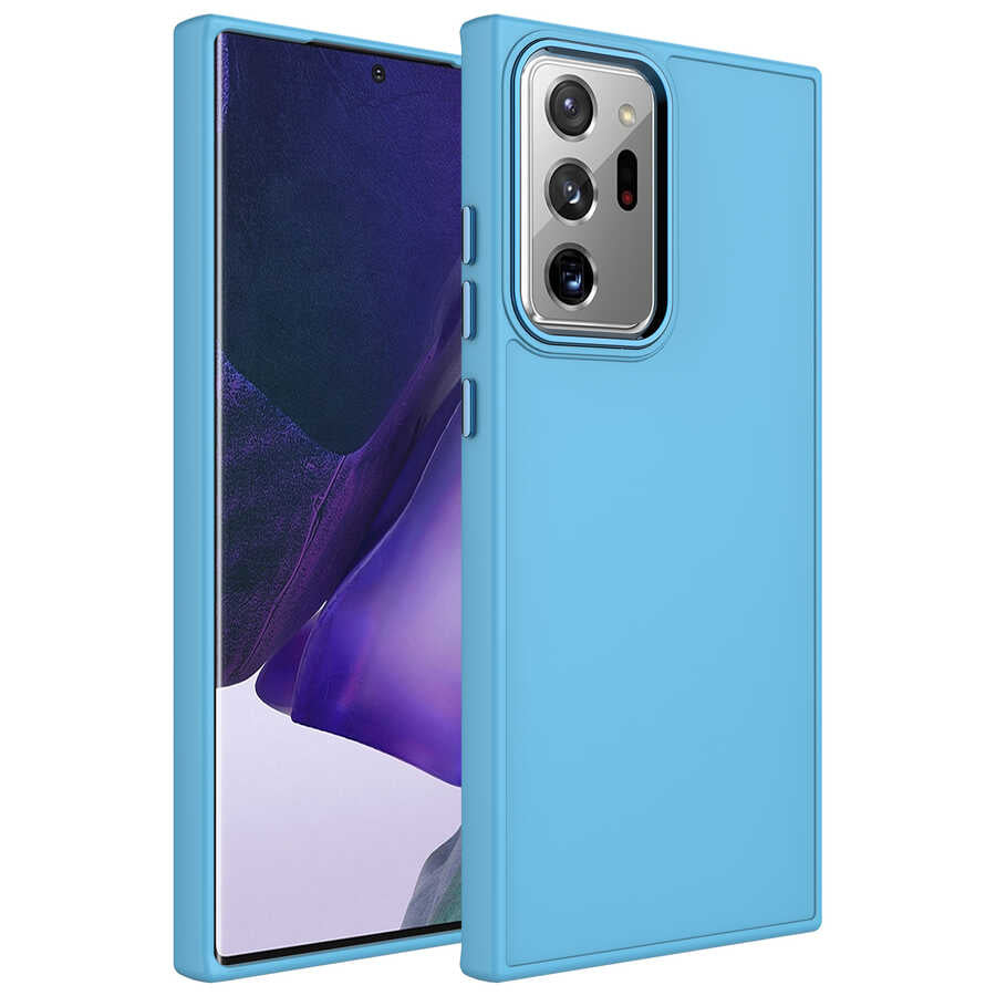 Galaxy Note 20 Ultra Uyumlu Kılıf Metal Çerçeve ve Buton Tasarımlı Silikon Zore Luna Kapak