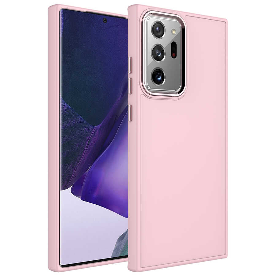 Galaxy Note 20 Ultra Uyumlu Kılıf Metal Çerçeve ve Buton Tasarımlı Silikon Zore Luna Kapak