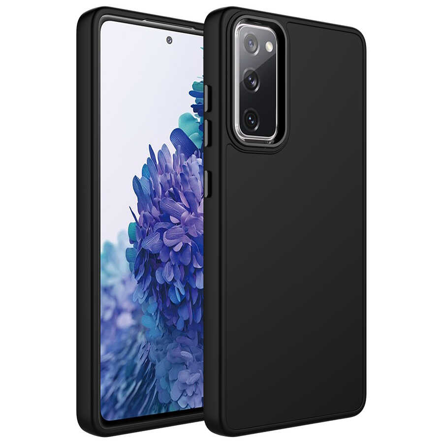 Galaxy S20 FE Uyumlu Kılıf Metal Çerçeve ve Buton Tasarımlı Silikon Zore Luna Kapak