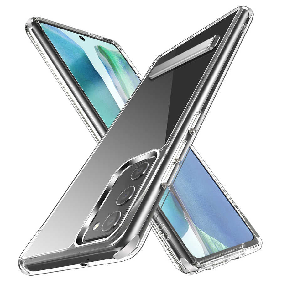 Galaxy S20 FE Uyumlu Kılıf Standlı Şeffaf Silikon Zore L-Stand Kapak