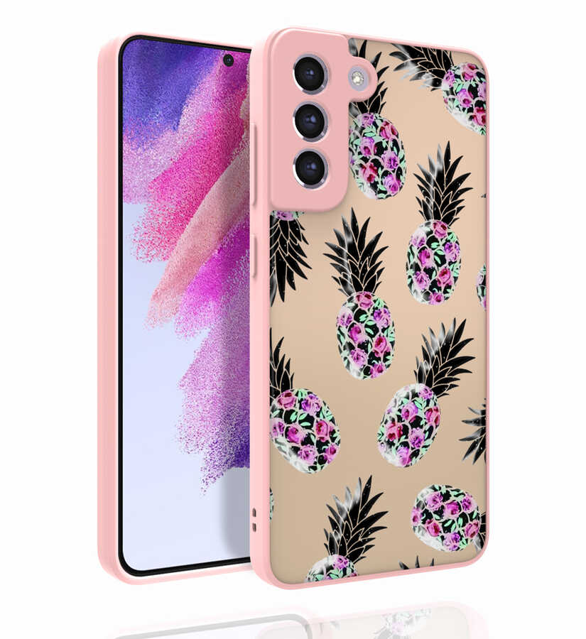 Galaxy S21 FE Uyumlu Kılıf Desenli Kamera Korumalı Parlak Zore Nora Kapak