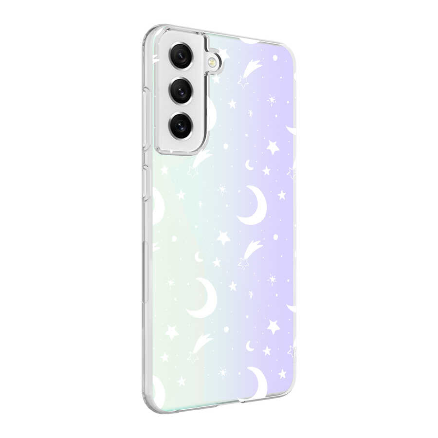 Galaxy S21 FE Uyumlu Kılıf Zore M-Blue Desenli Kapak