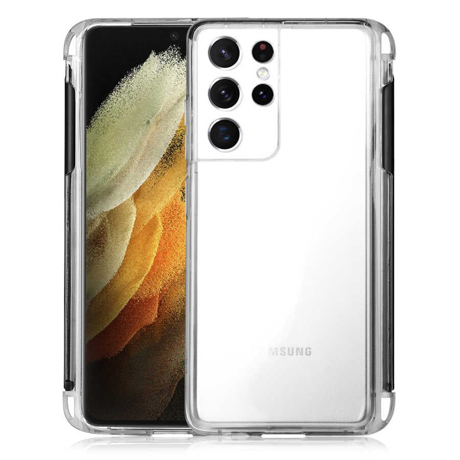 Galaxy S21 Ultra Uyumlu Kılıf Zore Kalem Bölmeli Süper Silikon Kapak