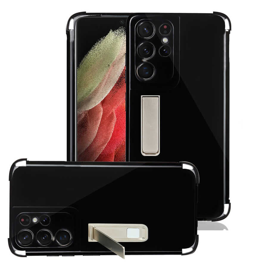 Galaxy S21 Ultra Uyumlu Kılıf Zore Standlı Süper Silikon Kapak