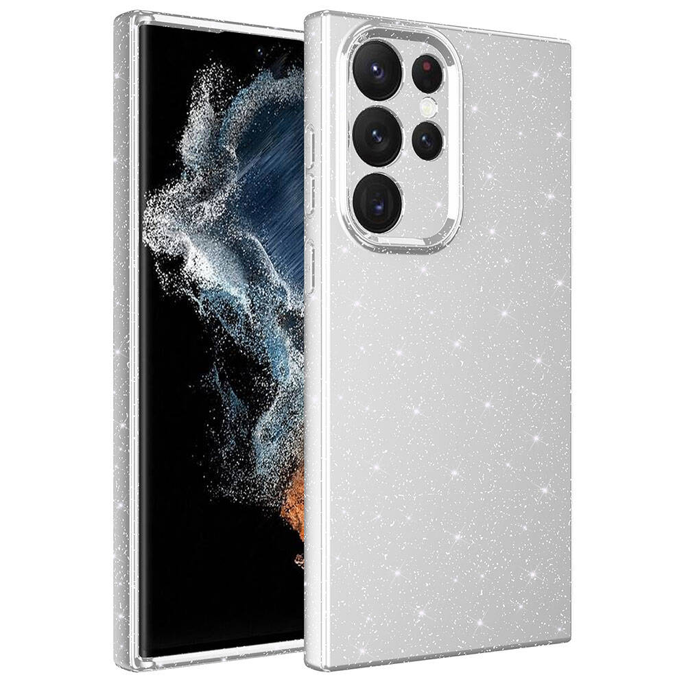 Galaxy S22 Ultra Uyumlu Kılıf Kamera Korumalı Simli Lüks Zore Koton Kapak