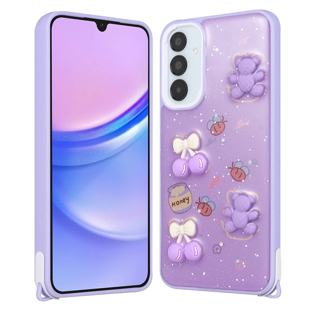 Galaxy S23 FE Uyumlu Kılıf Parlayan Simli Kabartma Figürlü Zore Cevze Kapak