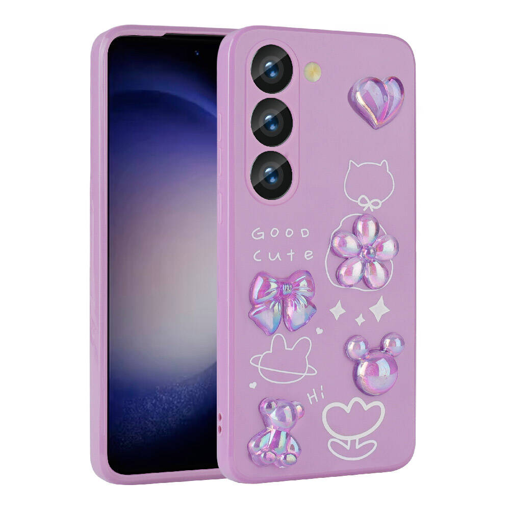 Galaxy S23 Uyumlu Kılıf Kabartma Figürlü Parlak Zore Toys Silikon Kapak