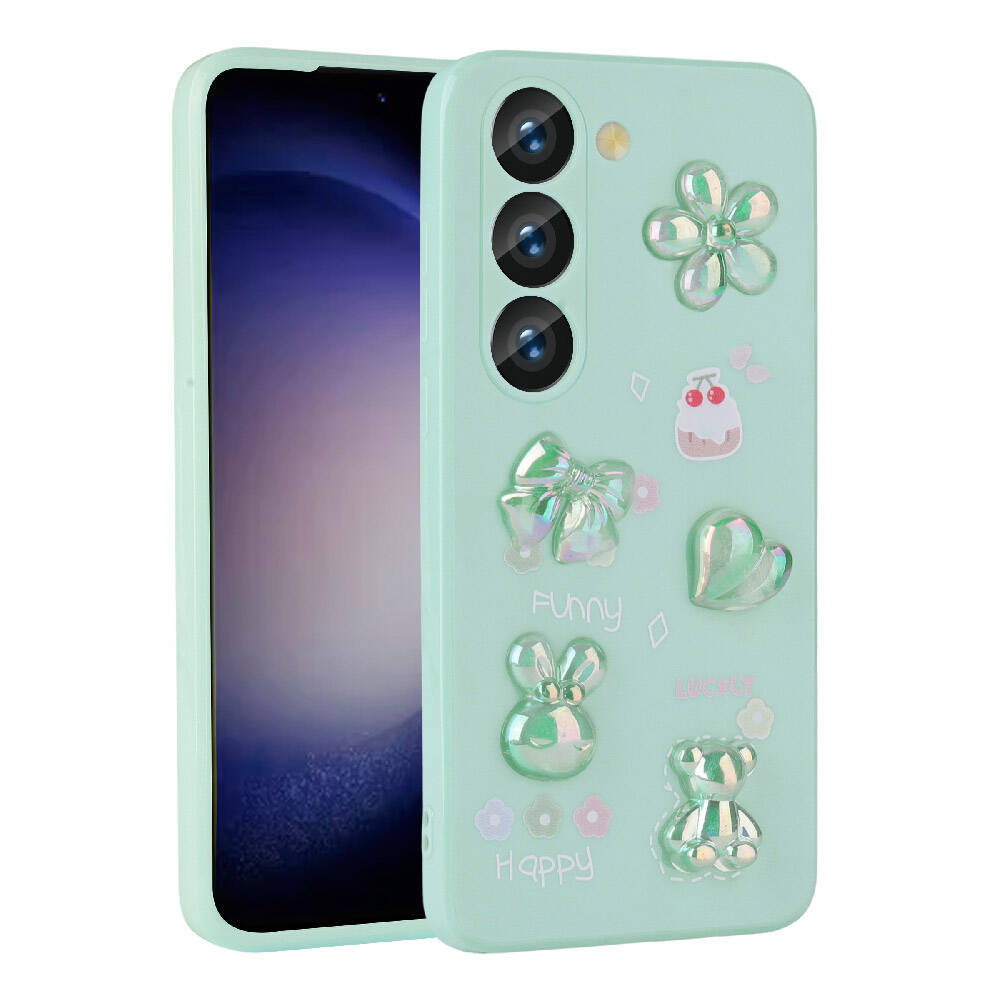 Galaxy S23 Uyumlu Kılıf Kabartma Figürlü Parlak Zore Toys Silikon Kapak