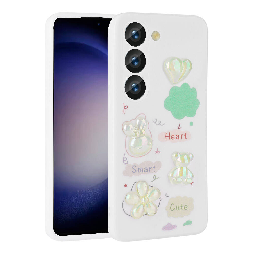 Galaxy S23 Uyumlu Kılıf Kabartma Figürlü Parlak Zore Toys Silikon Kapak