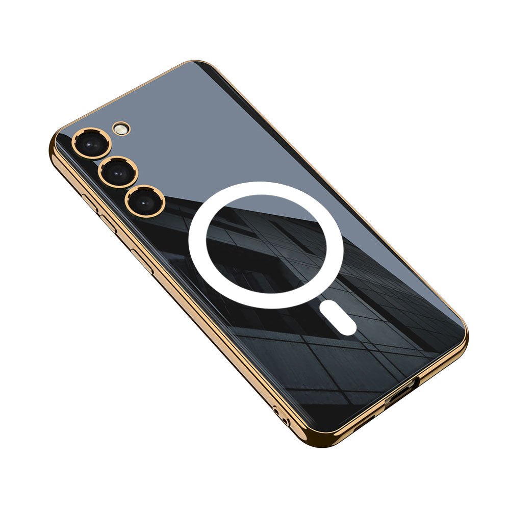 Galaxy S23 Plus Uyumlu Kılıf Wireless Şarj Özellikli Kenarları Elektroplating Kaplama Aynalı Zore Kent Kapak
