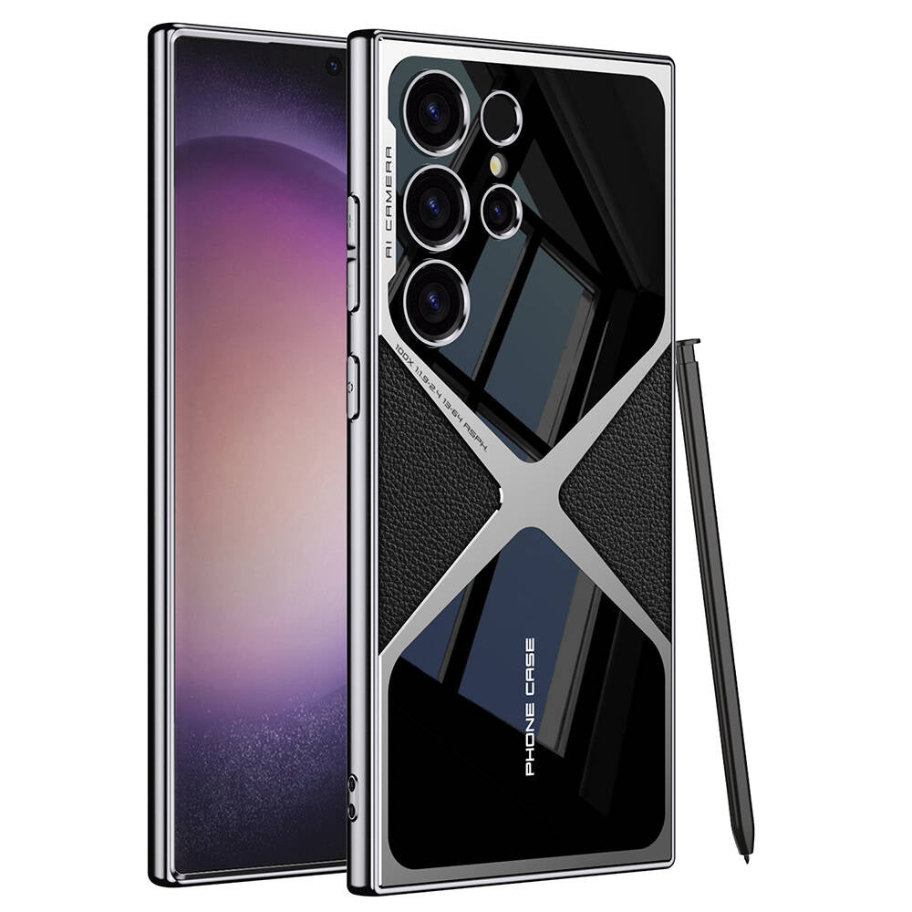 Galaxy S23 Ultra Uyumlu Kılıf Ultra İnce Kamera Korumalı PC + Deri Arka Yüzey Zore X-Pro Kapak