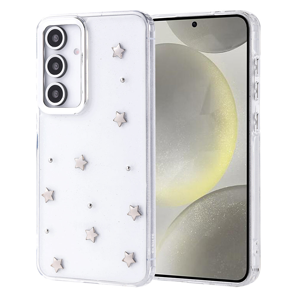 Galaxy S24 FE Uyumlu Kılıf Airbag Tasarımlı Simli Şeffaf Zore Kutup Kapak
