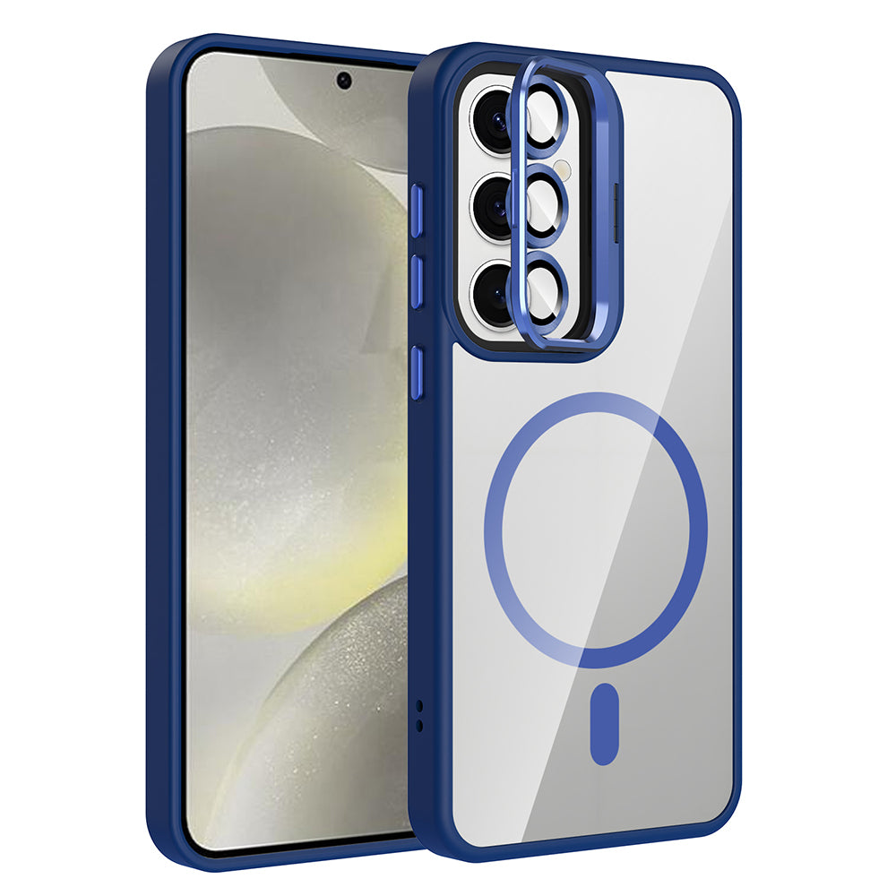 Galaxy S24 FE Uyumlu Kılıf Standlı ve Kamera Lens Hediyeli M-Safe Şarj Özellikli Zore Etro Kapak