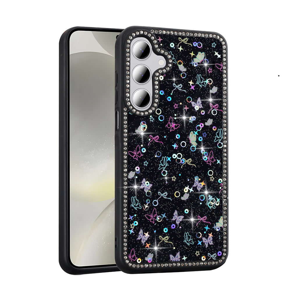 Galaxy S24 FE Uyumlu Kılıf Taşlı ve Simli Tasarım Zore Azra Kapak