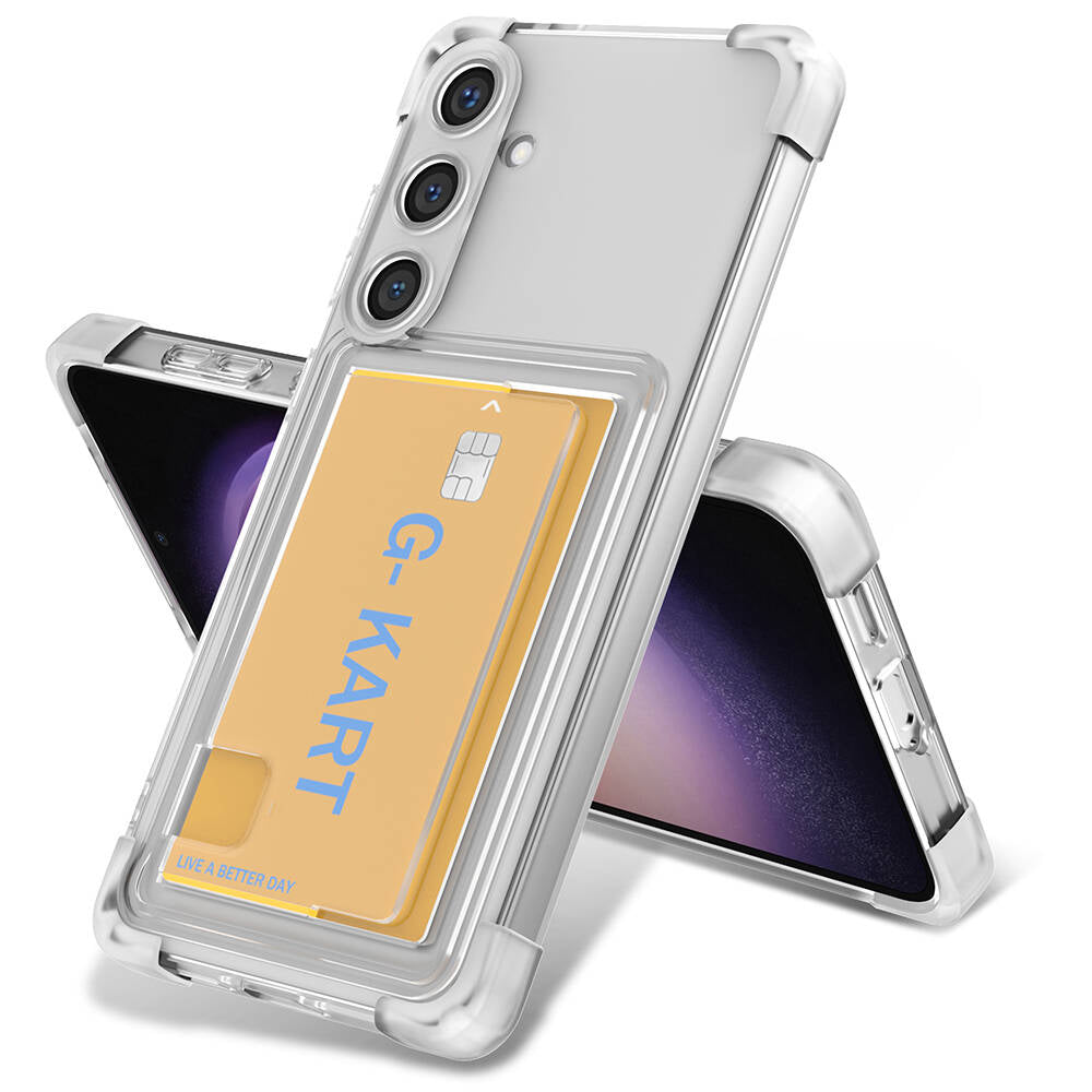 Galaxy S24 Uyumlu Kılıf Airbag Tasarımlı Şeffaf Kartlıklı Zore G-Kart Kapak