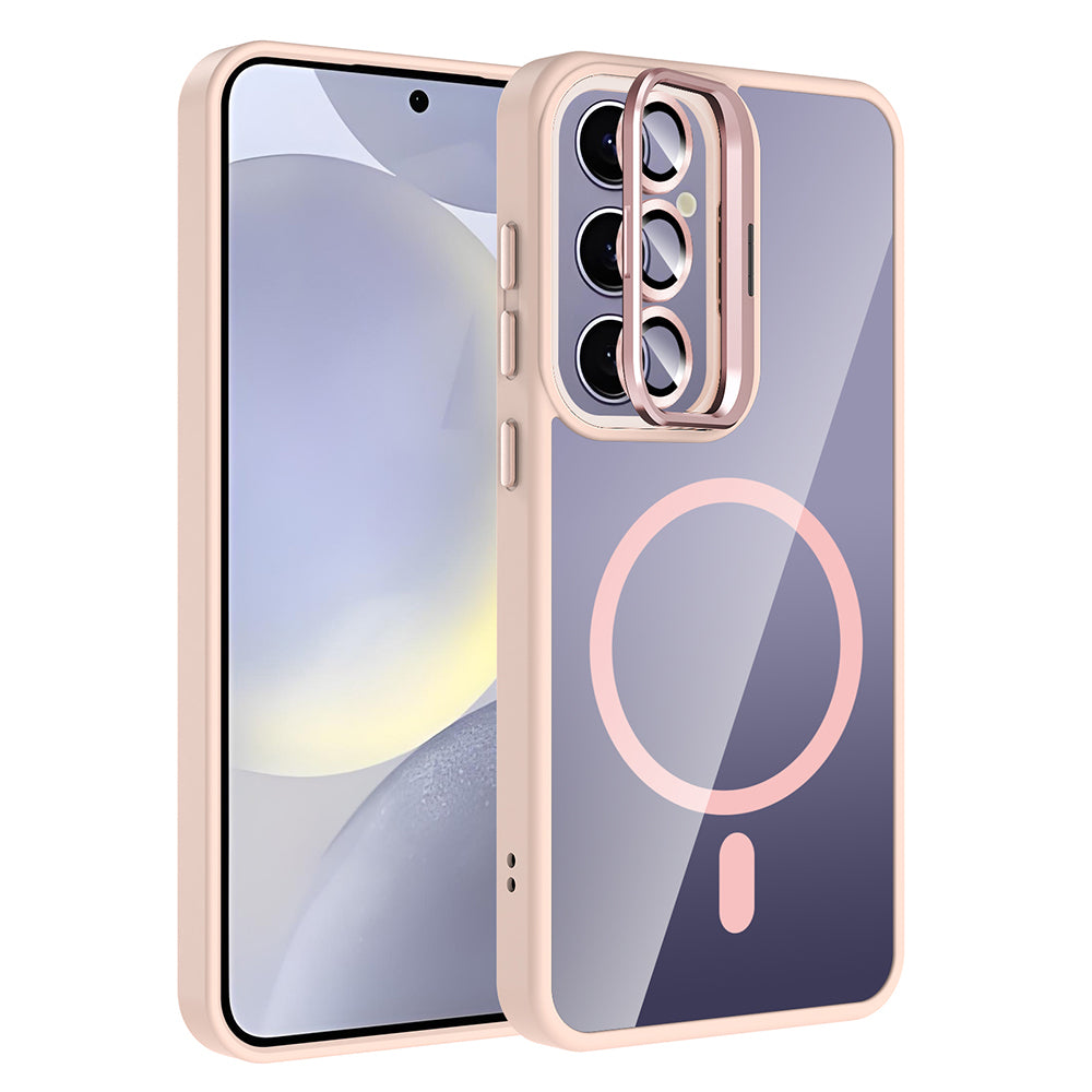 Galaxy S24 Plus Uyumlu Kılıf Standlı ve Kamera Lens Hediyeli M-Safe Şarj Özellikli Zore Etro Kapak
