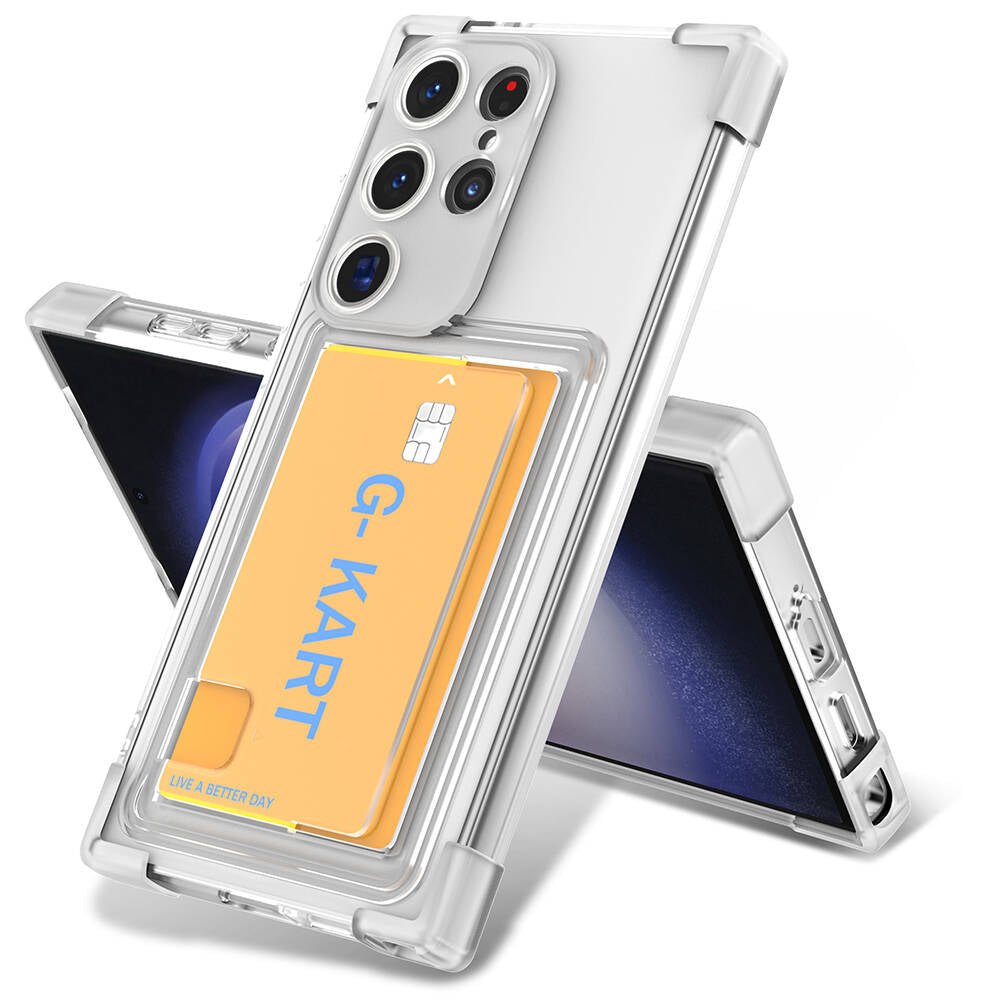 Galaxy S24 Ultra Uyumlu Kılıf Airbag Tasarımlı Şeffaf Kartlıklı Zore G-Kart Kapak