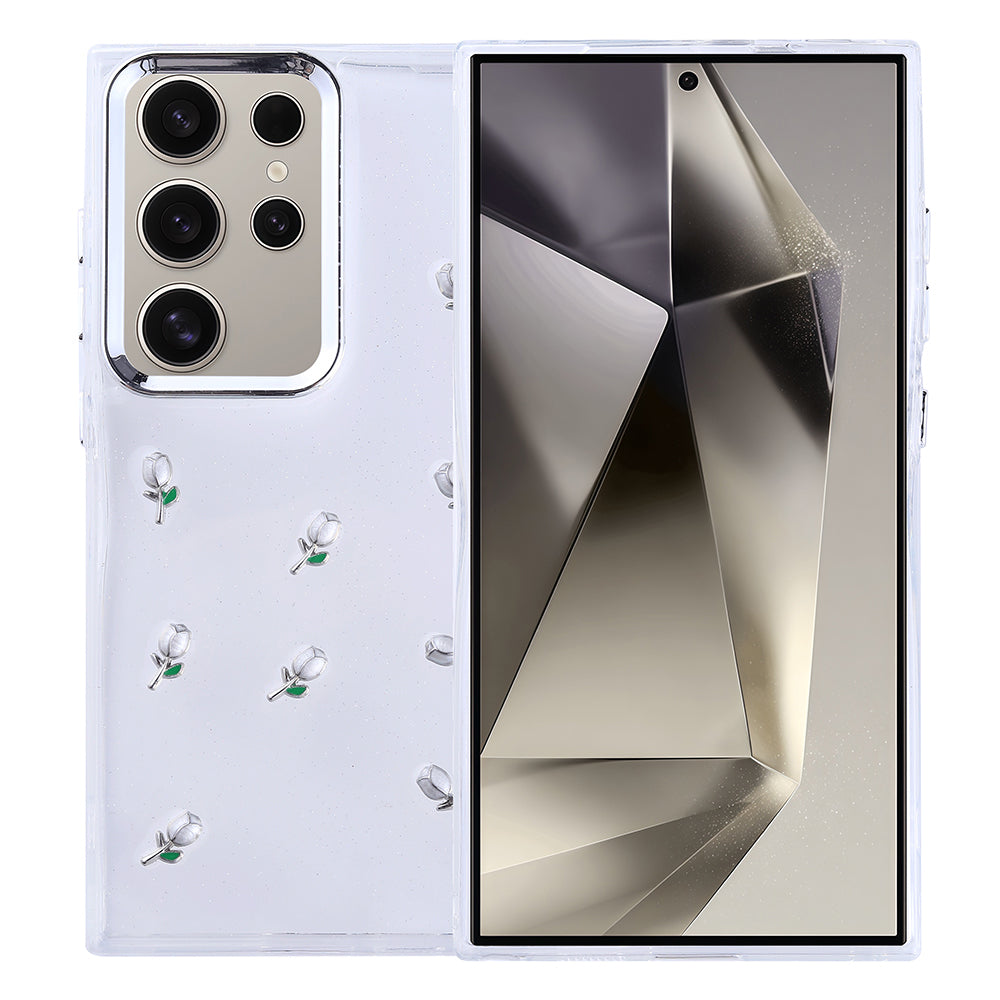 Galaxy S24 Ultra Uyumlu Kılıf Airbag Tasarımlı Simli Şeffaf Zore Kutup Kapak