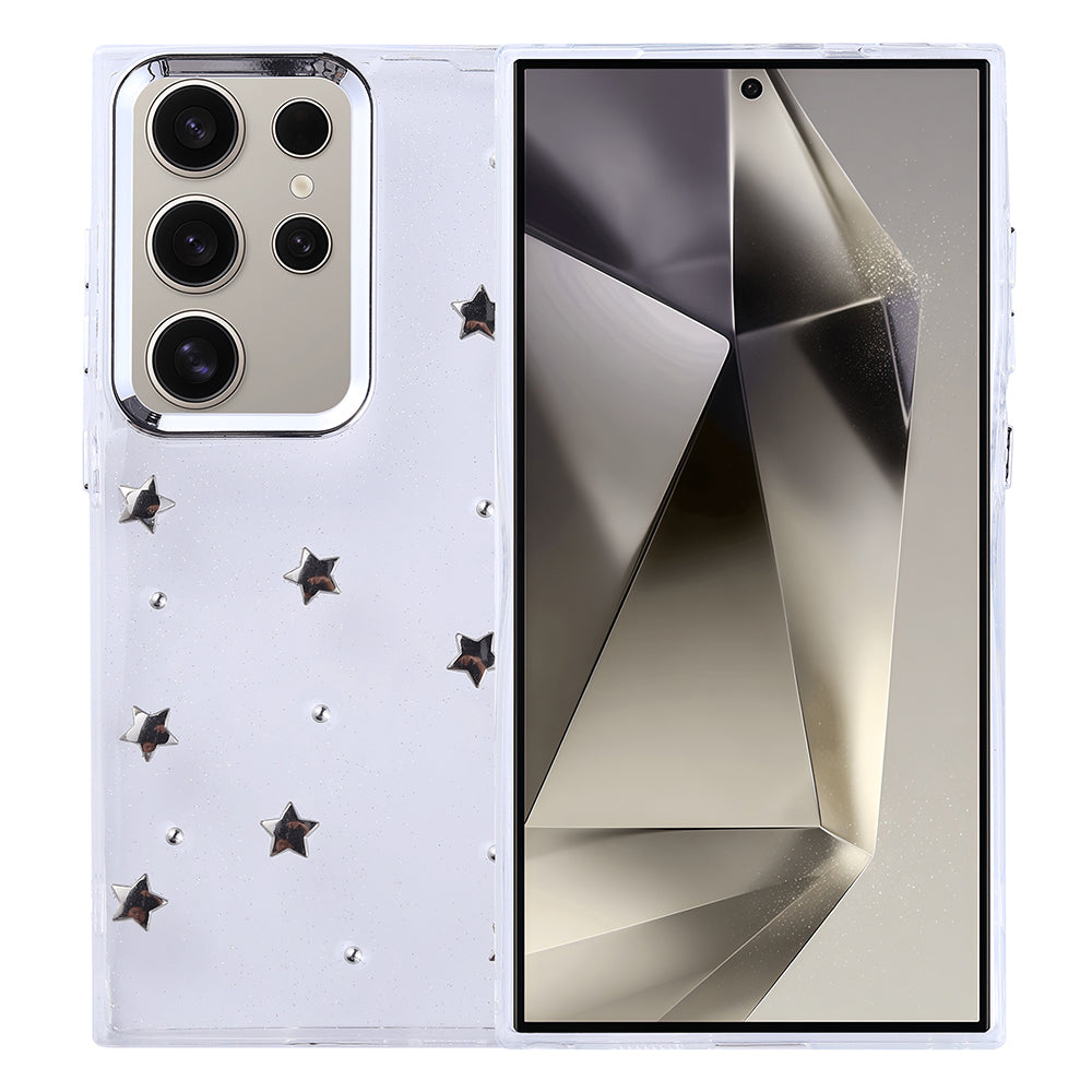 Galaxy S24 Ultra Uyumlu Kılıf Airbag Tasarımlı Simli Şeffaf Zore Kutup Kapak