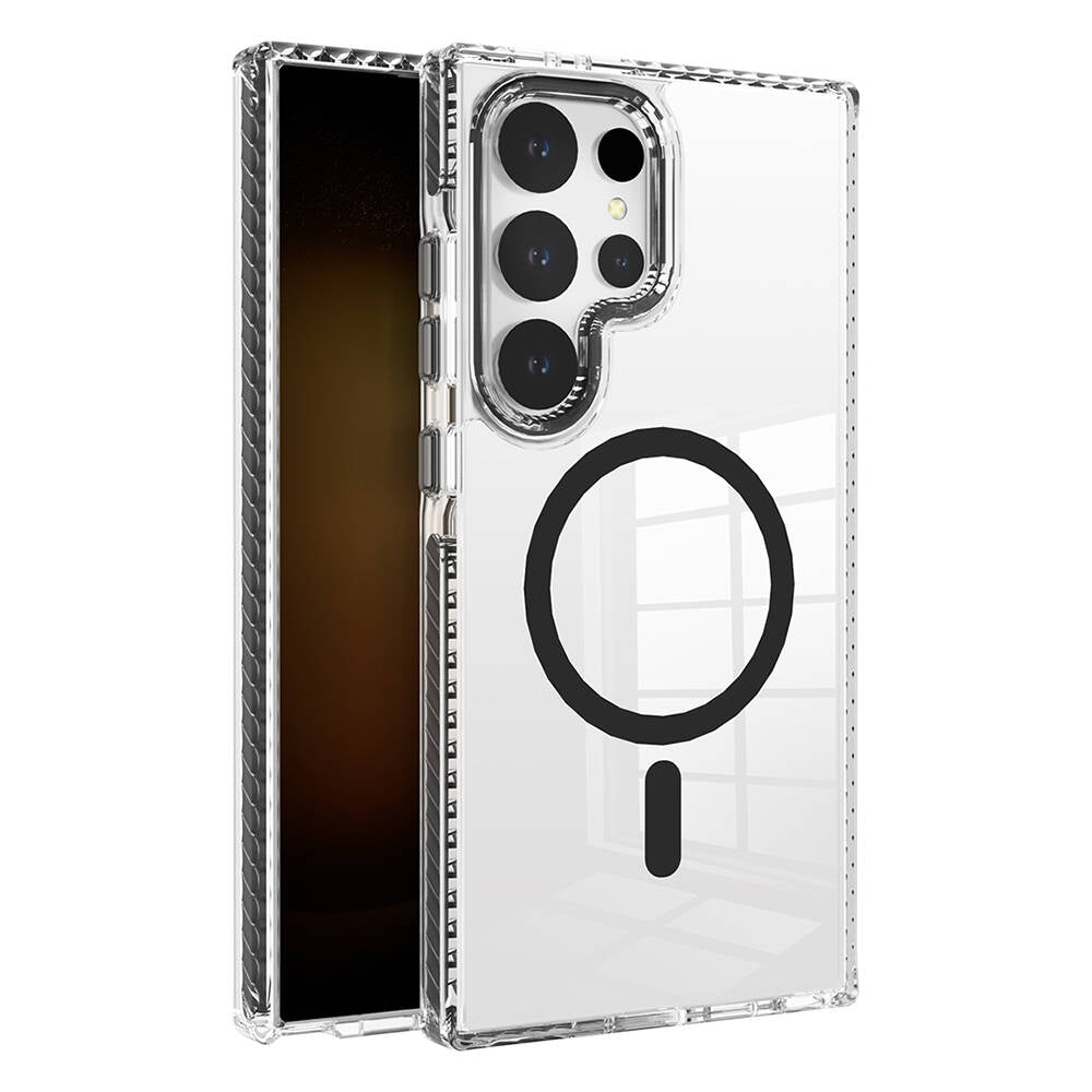 Galaxy S24 Ultra Uyumlu Kılıf M-safe Şarj Özellikli Airbagli Takılabilir Askı Aparatlı Zore Nana Kapak