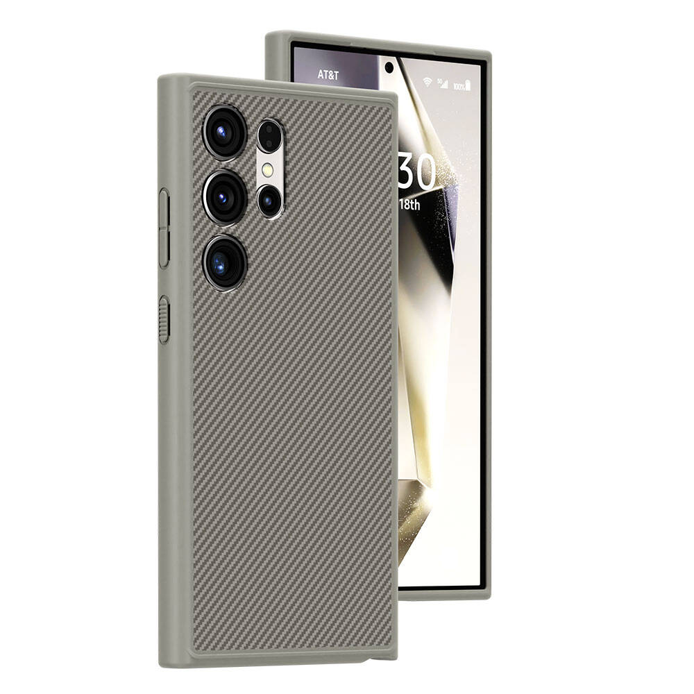 Galaxy S24 Ultra Uyumlu Kılıf M-safe Şarj Özellikli Karbon Fiber Görünümlü Zore T-Karbon Kapak