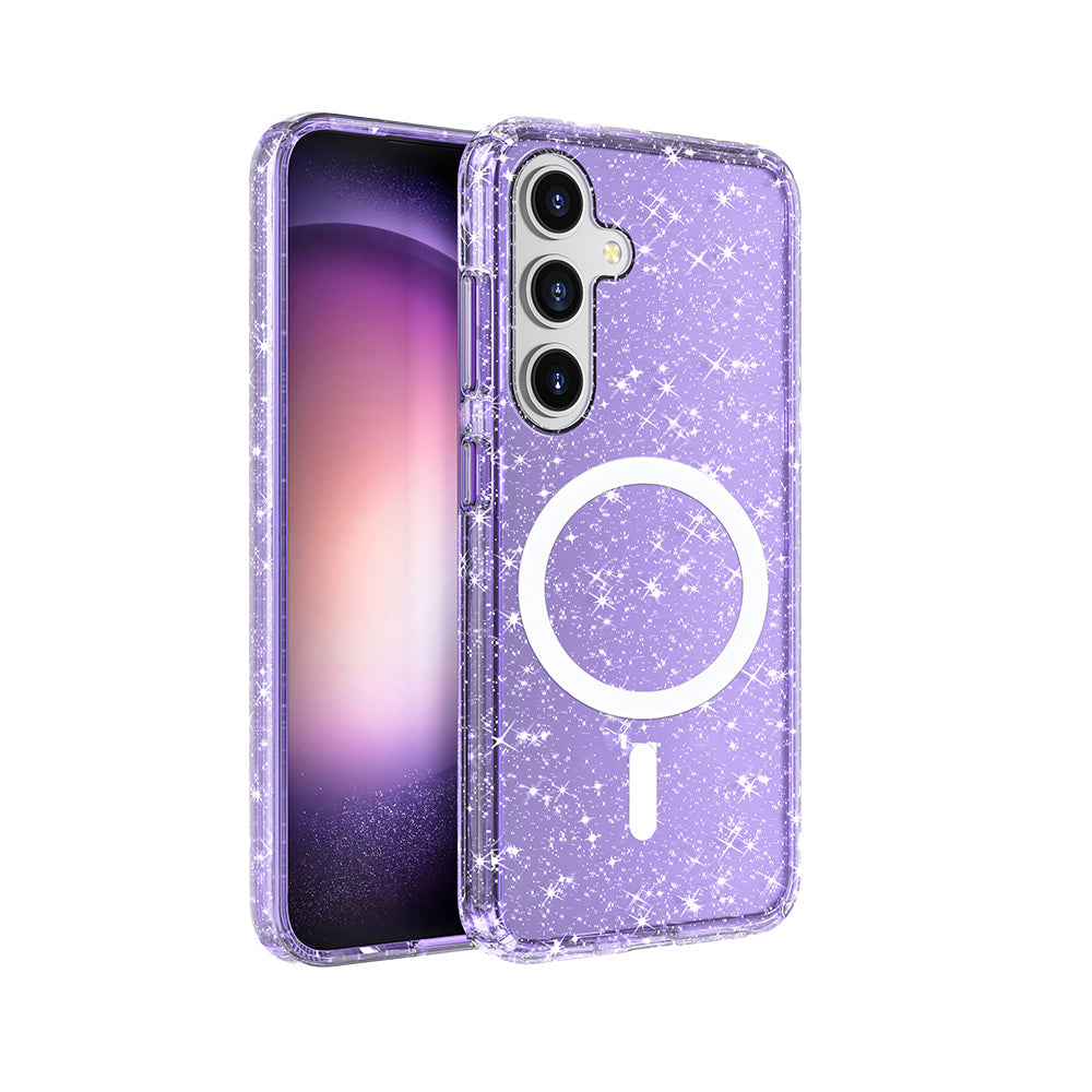 Galaxy S25 Uyumlu Kılıf M-safe Şarj Özellikli Parlayan Simli Saydam Renkli Zore Allstar Kapak