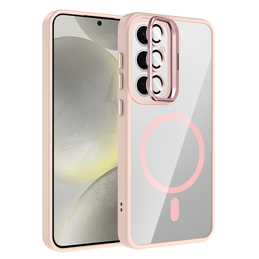 Galaxy S25 Uyumlu Kılıf Standlı ve Kamera Lens Hediyeli M-Safe Şarj Özellikli Zore Etro Kapak