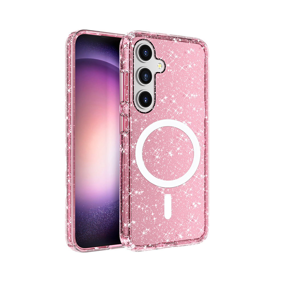 Galaxy S25 Plus Uyumlu Kılıf M-safe Şarj Özellikli Parlayan Simli Saydam Renkli Zore Allstar Kapak
