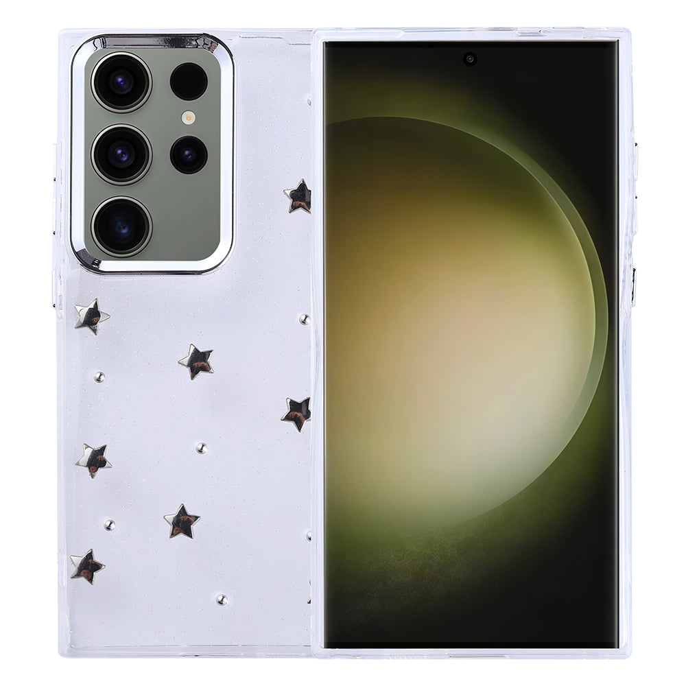 Galaxy S25 Ultra Uyumlu Kılıf Airbag Tasarımlı Simli Şeffaf Zore Kutup Kapak