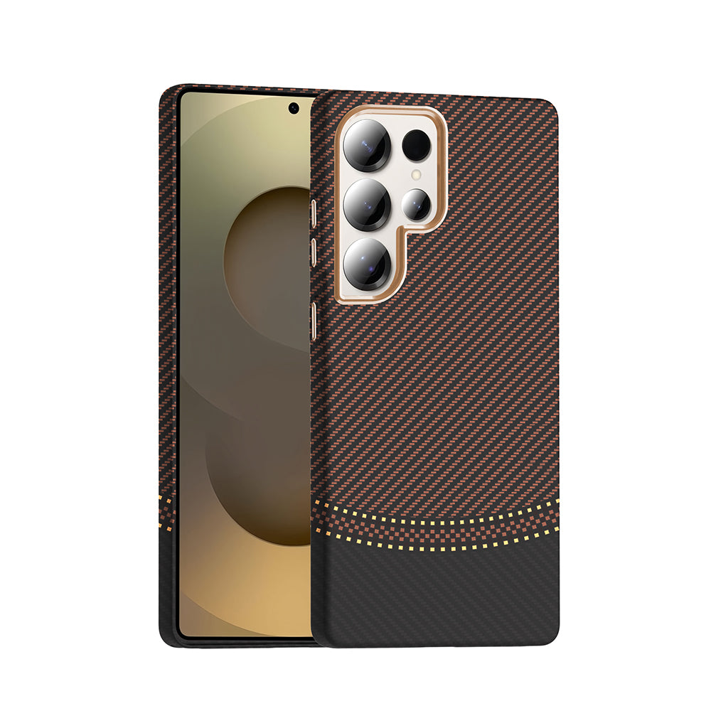 Galaxy S25 Ultra Uyumlu Kılıf M-safe Şarj Özellikli Karbon Fiber Görünümlü Zore Gros Kapak