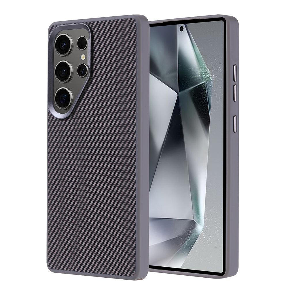 Galaxy S25 Ultra Uyumlu Kılıf M-safe Şarj Özellikli Karbon Fiber Görünümlü Zore Troy Kapak