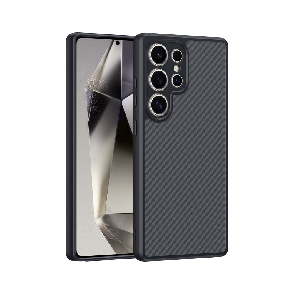 Galaxy S25 Ultra Uyumlu Kılıf M-safe Şarj Özellikli Karbon Fiber Tasarımlı Zore Elnino Kapak
