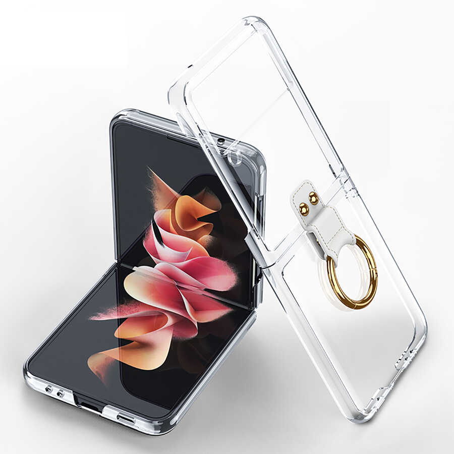 Galaxy Z Flip 3 Uyumlu Kılıf Zore Yüzüklü Kıpta Kapak