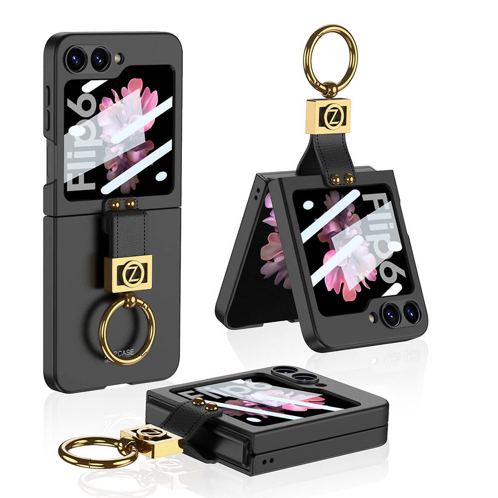 Galaxy Z Flip 6 Uyumlu Kılıf Zore Z Harfli Yüzüklü Kıpta Kapak