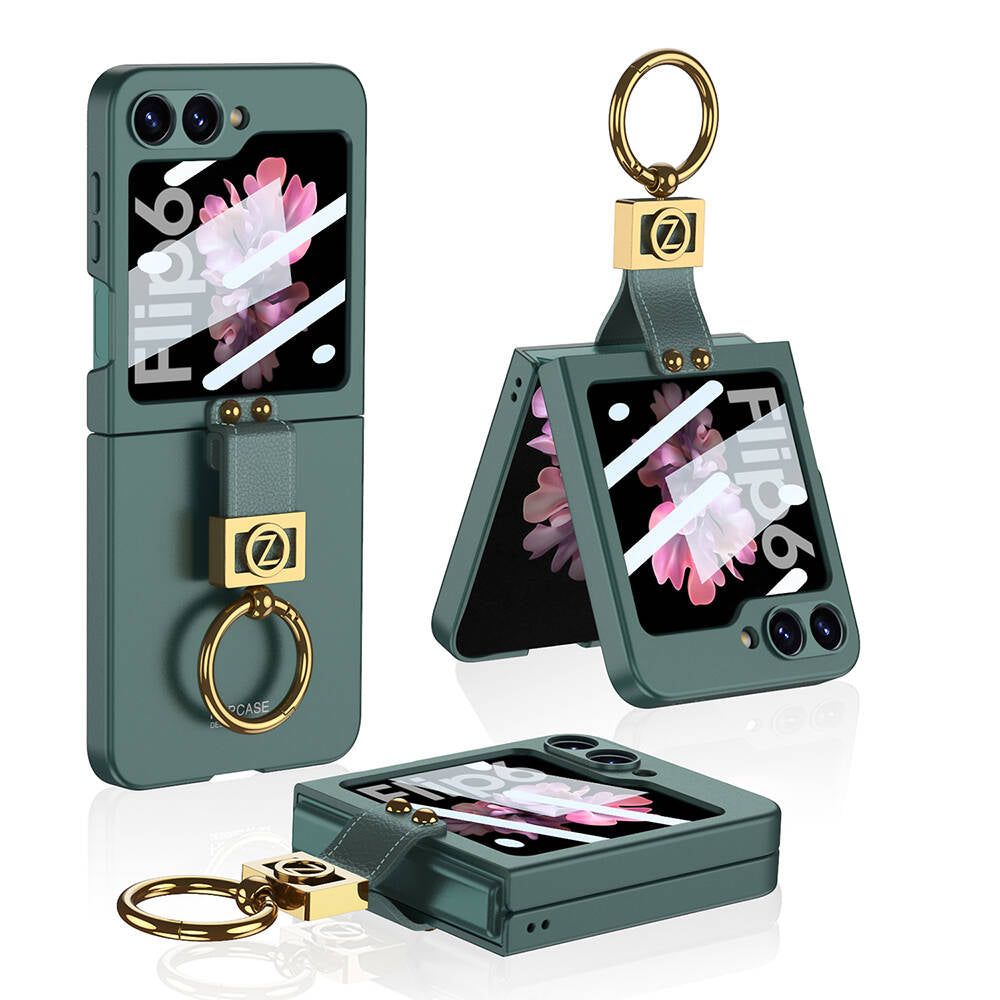 Galaxy Z Flip 6 Uyumlu Kılıf Zore Z Harfli Yüzüklü Kıpta Kapak
