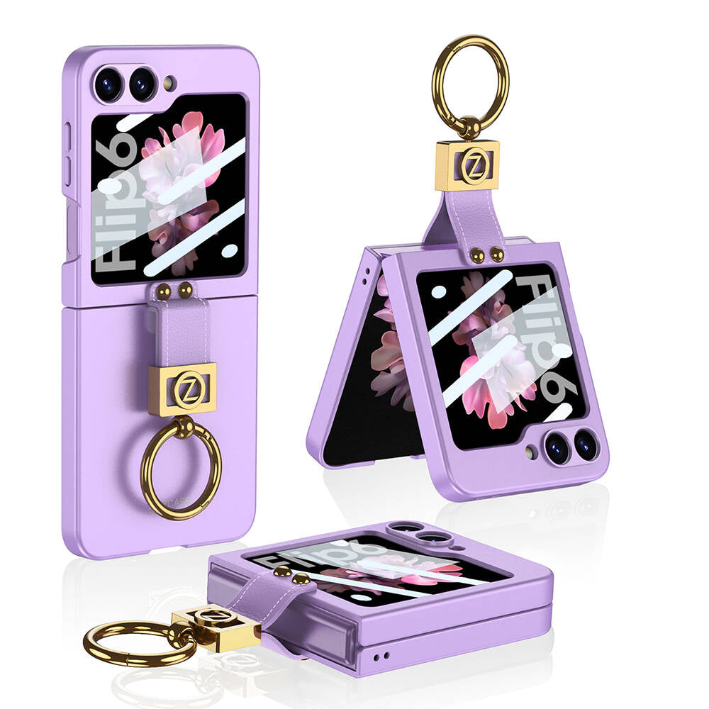 Galaxy Z Flip 6 Uyumlu Kılıf Zore Z Harfli Yüzüklü Kıpta Kapak