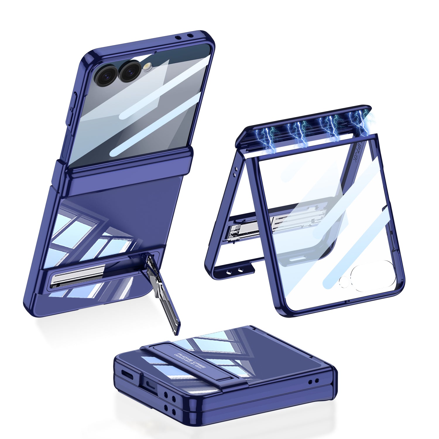Galaxy Z Flip 7 Uyumlu Kılıf Kamera Korumalı Şeffaf Tasarımlı Zore Lego Standlı Kapak