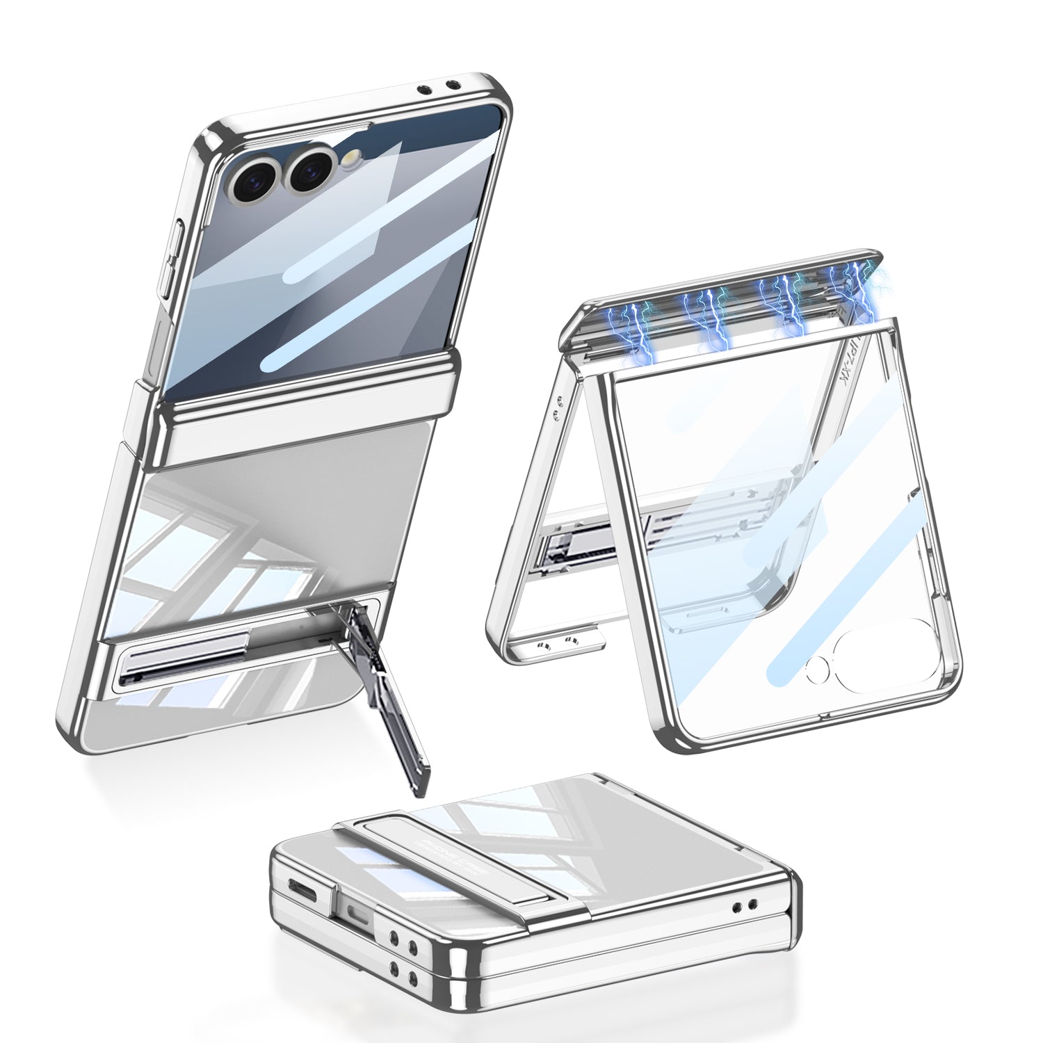 Galaxy Z Flip 7 Uyumlu Kılıf Kamera Korumalı Şeffaf Tasarımlı Zore Lego Standlı Kapak