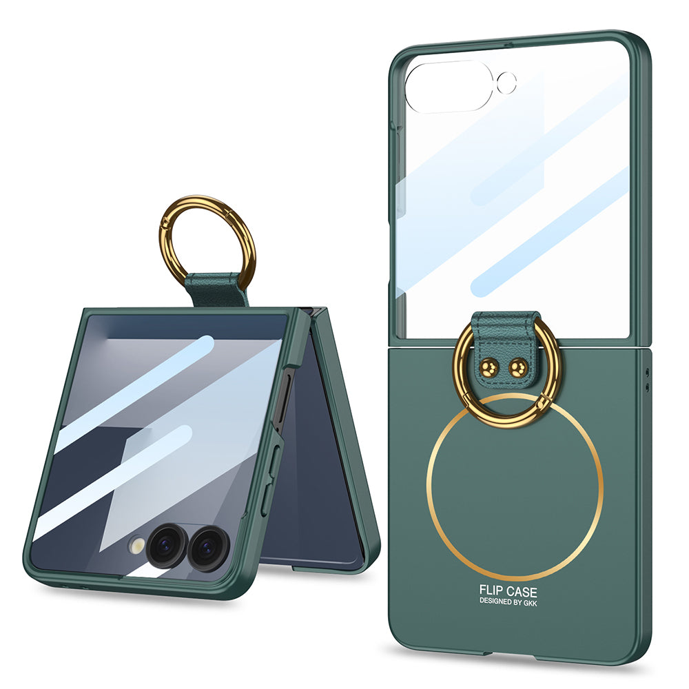 Galaxy Z Flip 7 Uyumlu Kılıf M-safe Şarj Özellikli Zore Kıpta Yüzüklü Flip Sert Kapak