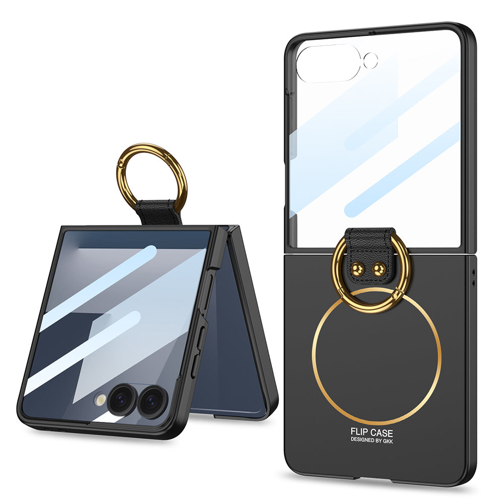 Galaxy Z Flip 7 Uyumlu Kılıf M-safe Şarj Özellikli Zore Kıpta Yüzüklü Flip Sert Kapak
